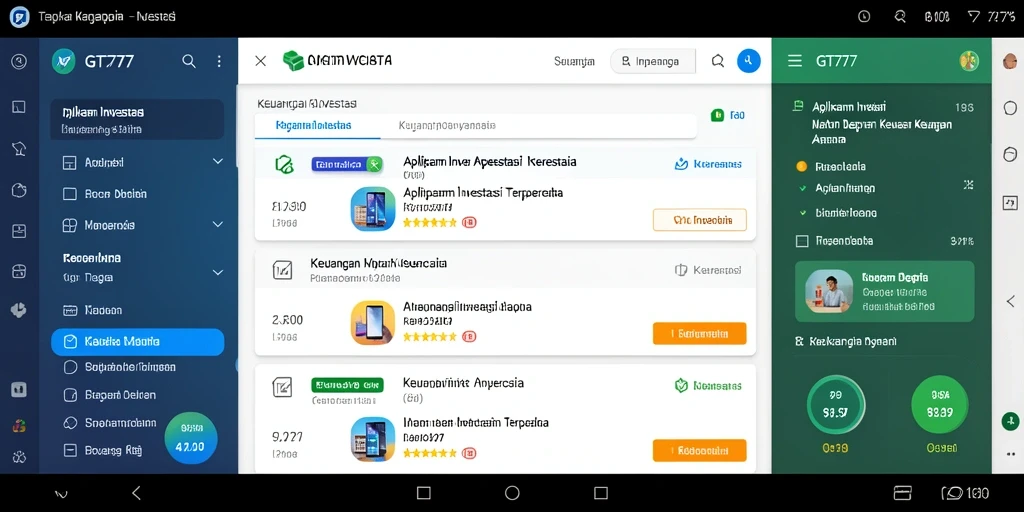Tampilan antarmuka aplikasi GT777 menunjukkan fungsi Investasi yang efisien.
