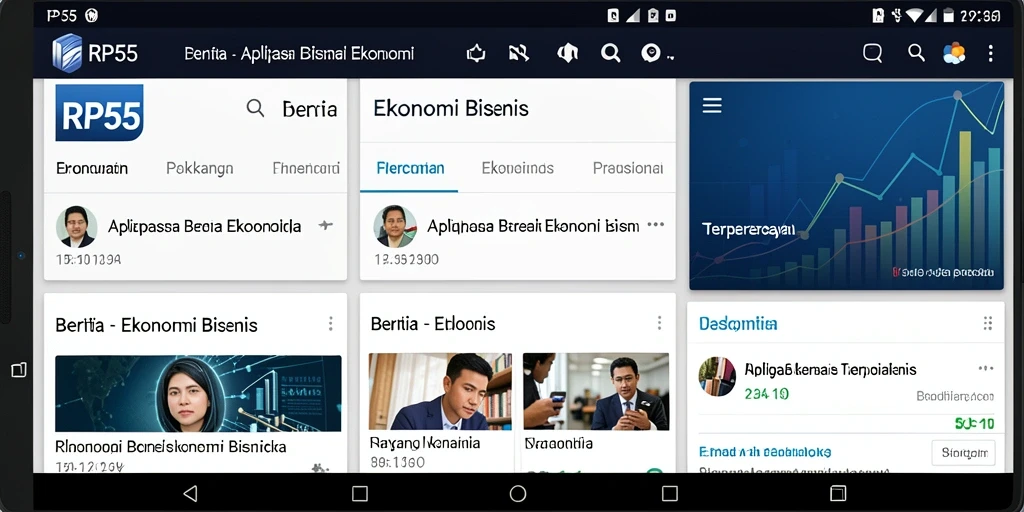 Antarmuka pengguna RP55 yang modern dan intuitif untuk berita Ekonomi Bisnis.