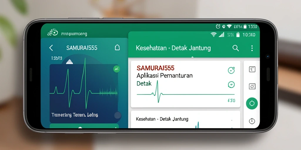Antarmuka aplikasi SAMURAI555 menampilkan pemantauan detak jantung secara real-time.
