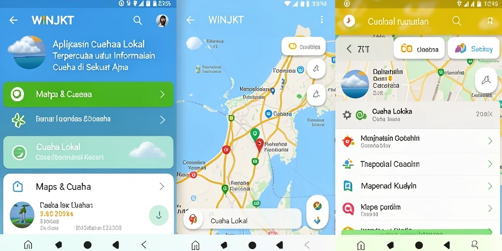Tampilan antarmuka aplikasi cuaca lokal WINJKT yang modern dan informatif.