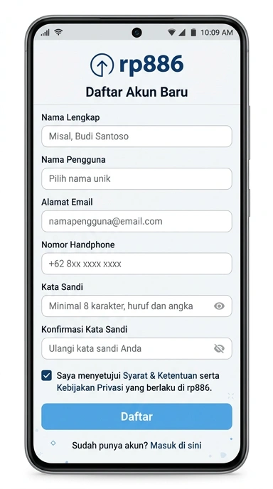Tampilan halaman daftar rp886